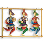Hand-Painted Tribal Musician Wall Frame – Metal Art Decor