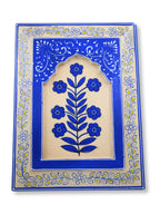 Handmade Wooden Wall Frame with Blue Floral Design – 12 Inch
