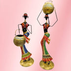 Decorative African Figurine Set – Handcrafted Tribal Tea Light Holders