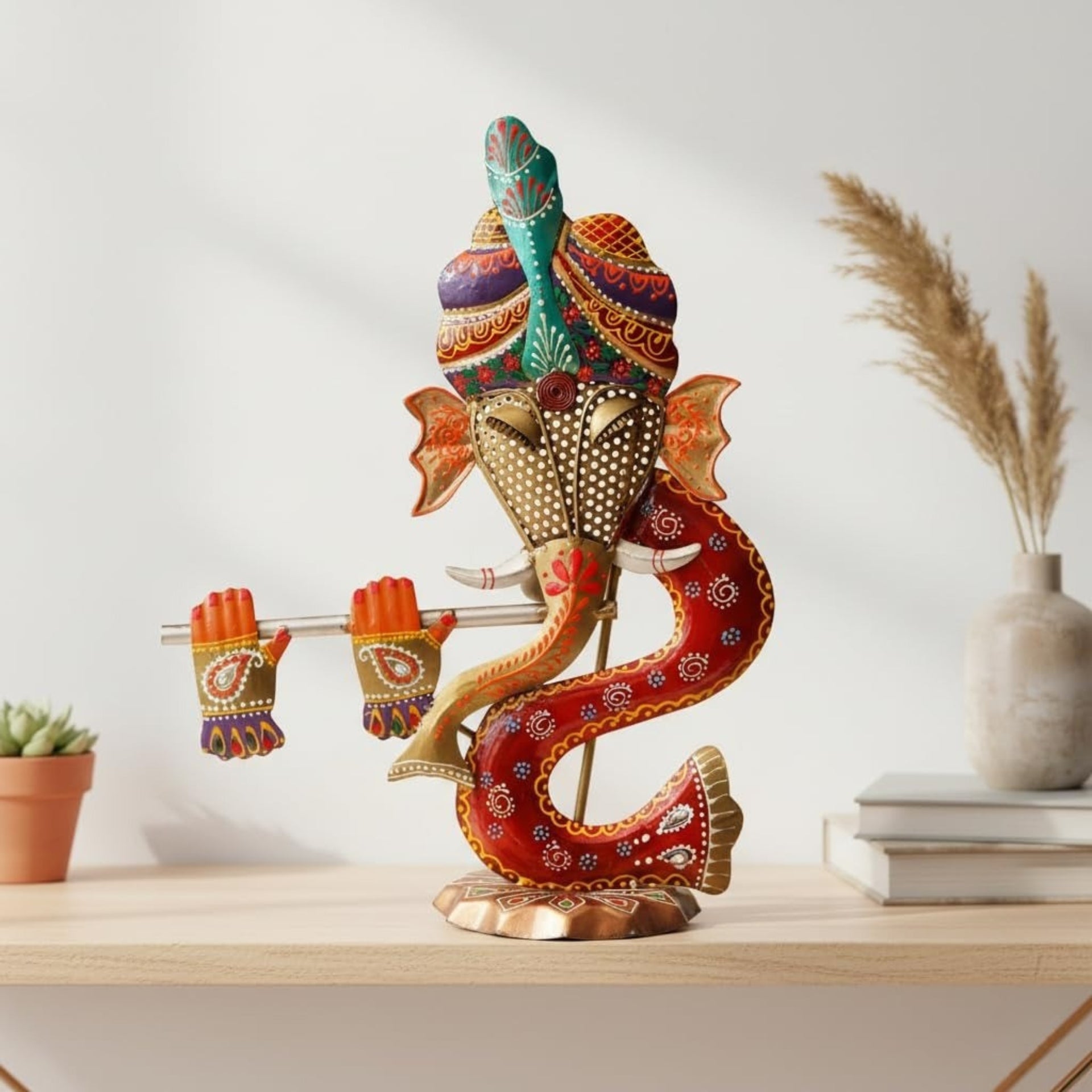 Iron Cut Work Ganesha Tea Light Holder for Home Décor – 15 Inch Cast Iron Showpiece