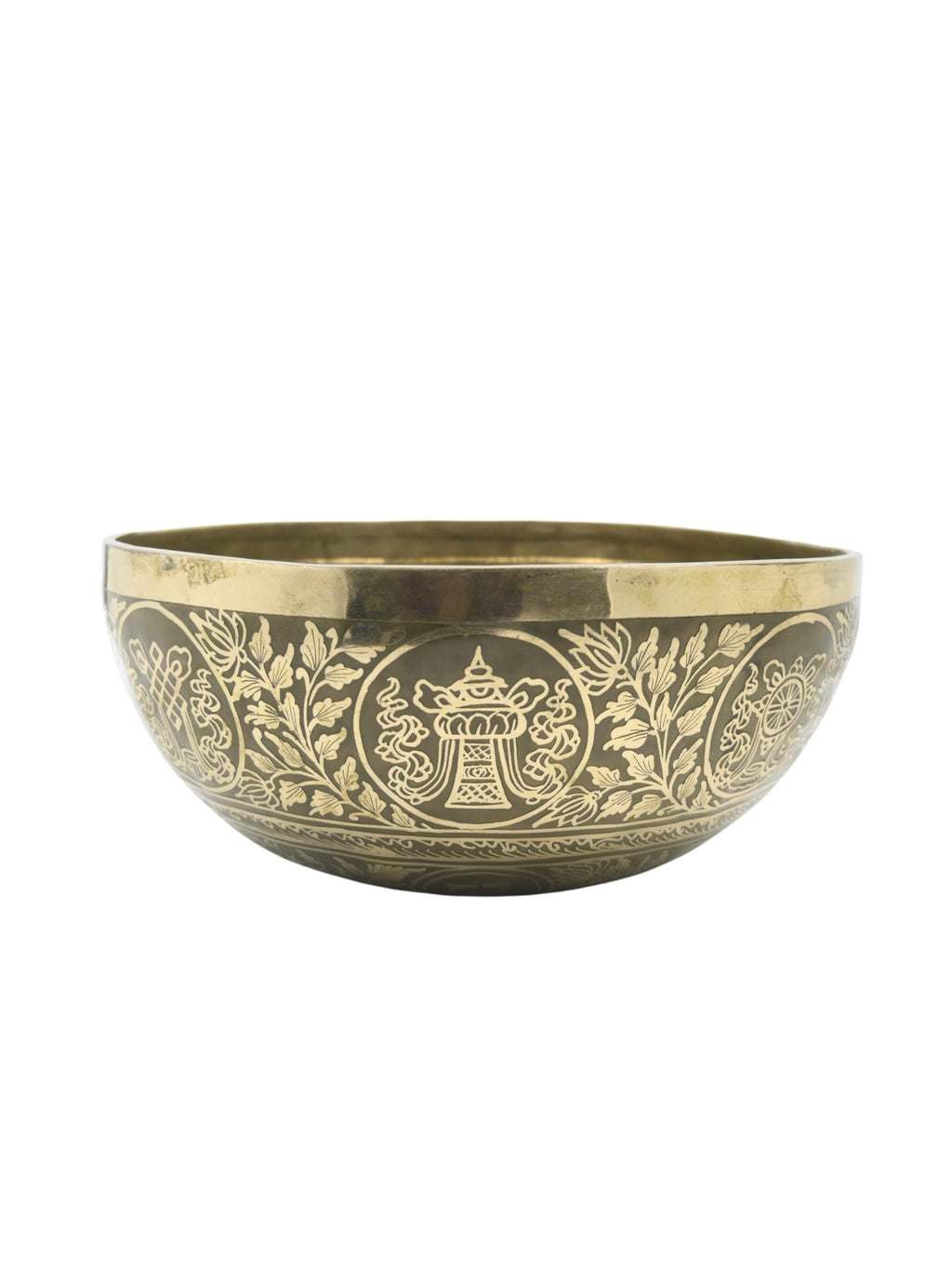 Golden Polished Bronze Handmade Carving Meditation Healing Bowl – 6 Inch