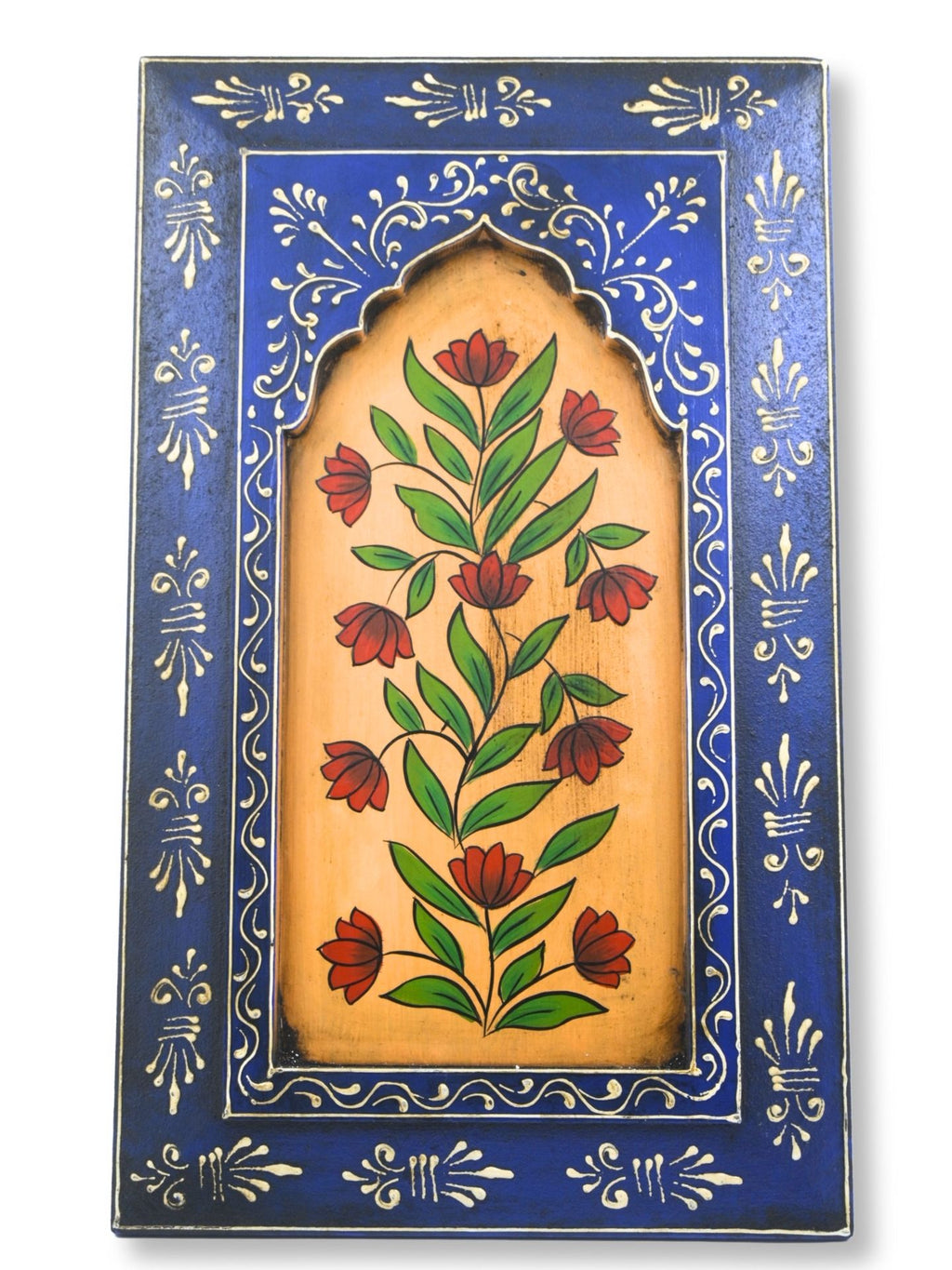 Handmade Wooden Wall Frame with Floral Design – 12 Inch (Blue)
