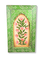 Handmade Wooden Wall Frame with Floral Design – 12 Inch (Green)
