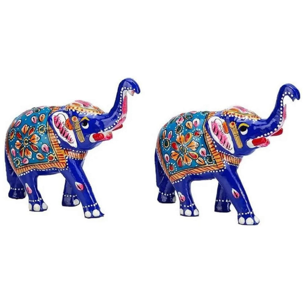 Handcrafted Meenakari Elephant Statue – Trunk Up