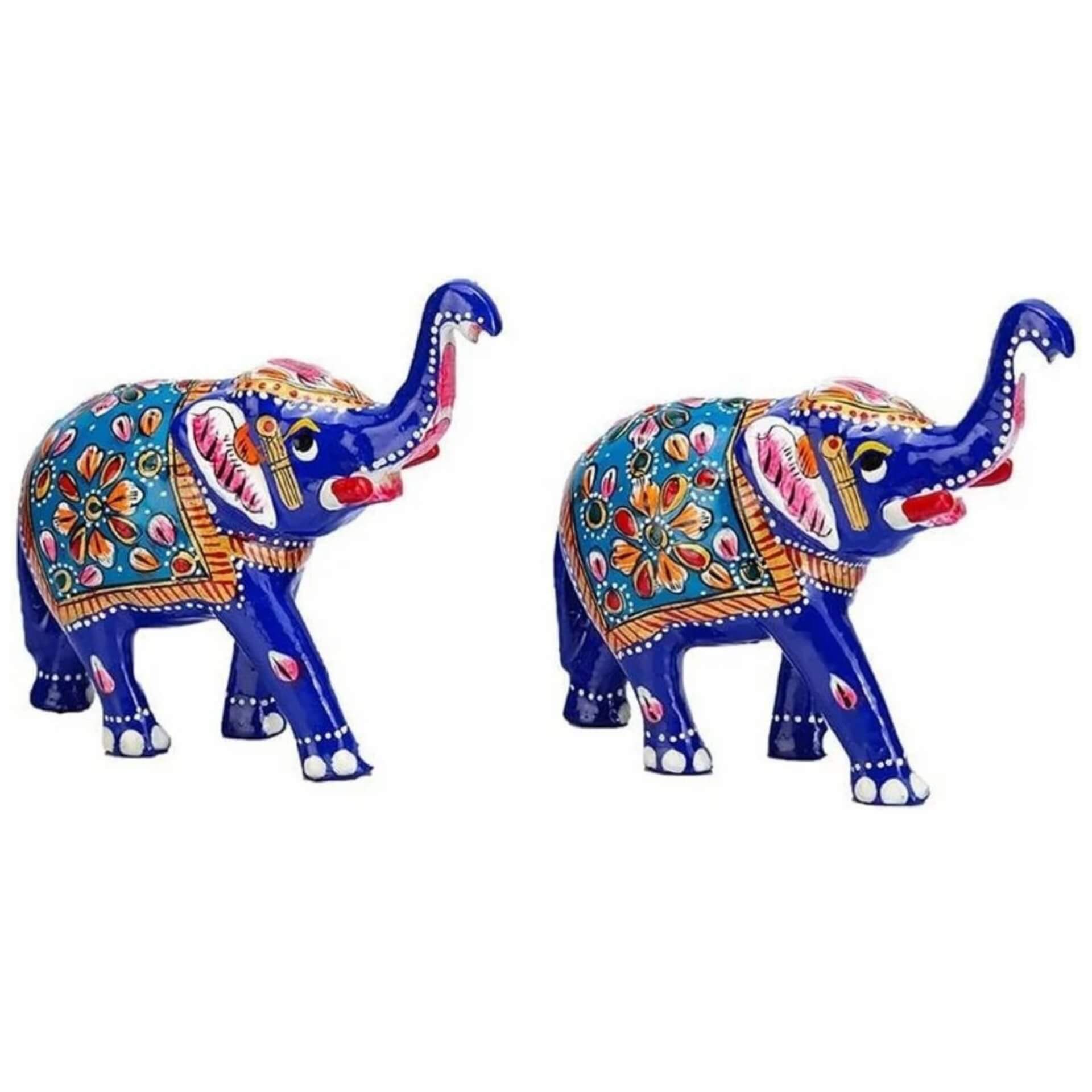 Handcrafted Meenakari Elephant Statue – Trunk Up