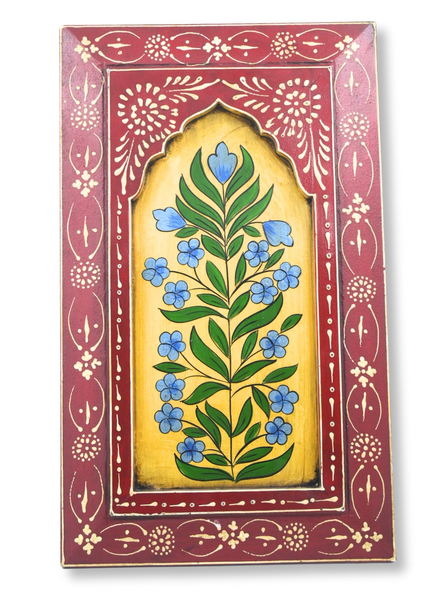 Handmade Wooden Wall Frame with Floral Design – 12 Inch (Red)