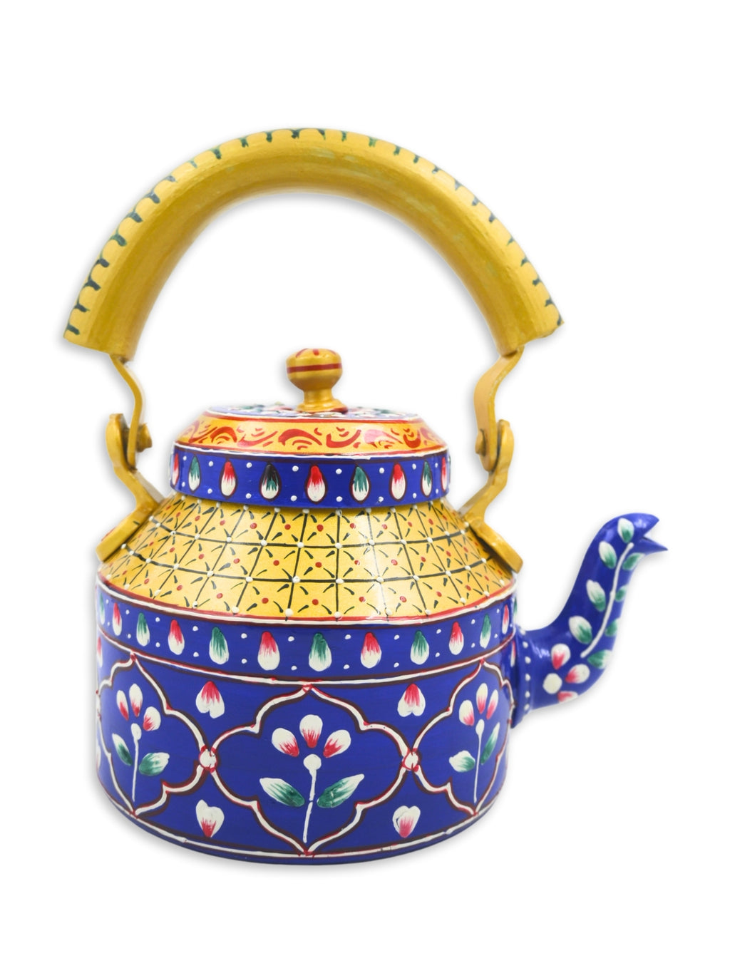 Hand-Painted Decorative Cutting Chai Blue & Yellow Kettle – 1000ml