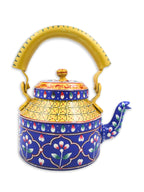 Hand-Painted Decorative Cutting Chai Blue & Yellow Kettle – 1000ml