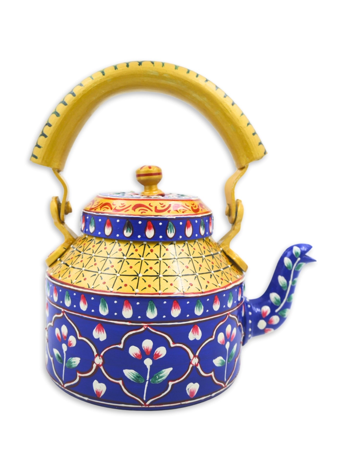 Hand-Painted Decorative Cutting Chai Blue & Yellow Kettle – 1000ml