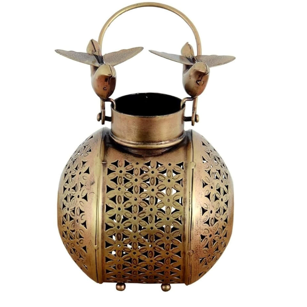 Antique Gold Bird Lantern – Tea Light & Dhuni Holder