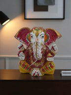 Handpainted Stone Ganpati Idol – Multicolour Lord Ganesha Statue for Home Decor & Spiritual Gifting (16 x 7 x 15.24 cm)