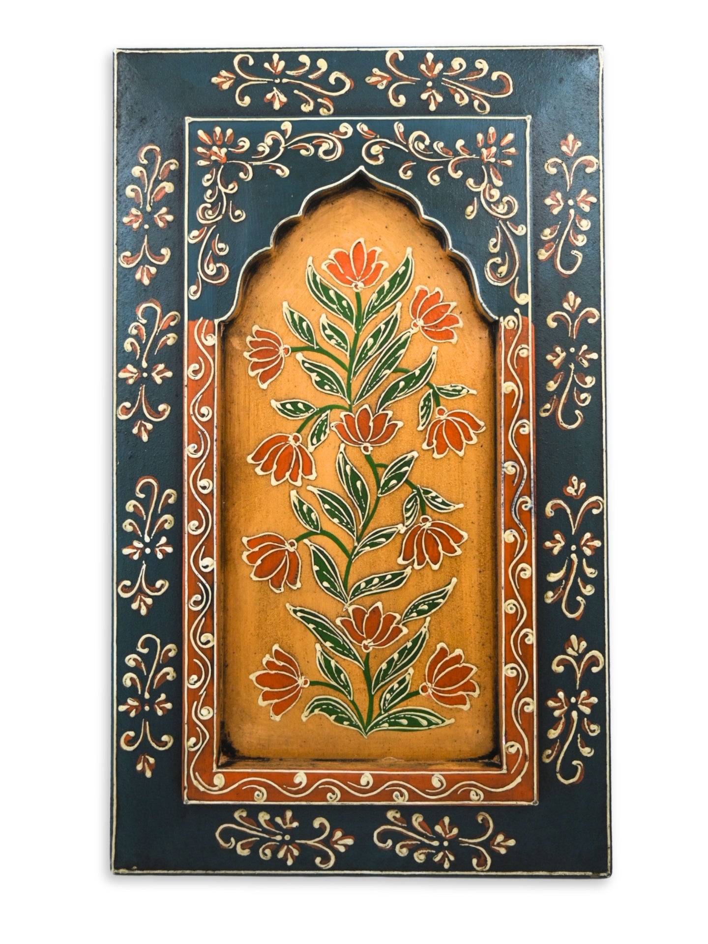 Handmade Wooden Wall Frame with Floral Design – 12 Inch
