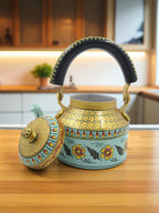 Hand-Painted Decorative Cutting Chai Green & Golden Kettle – 1000ml