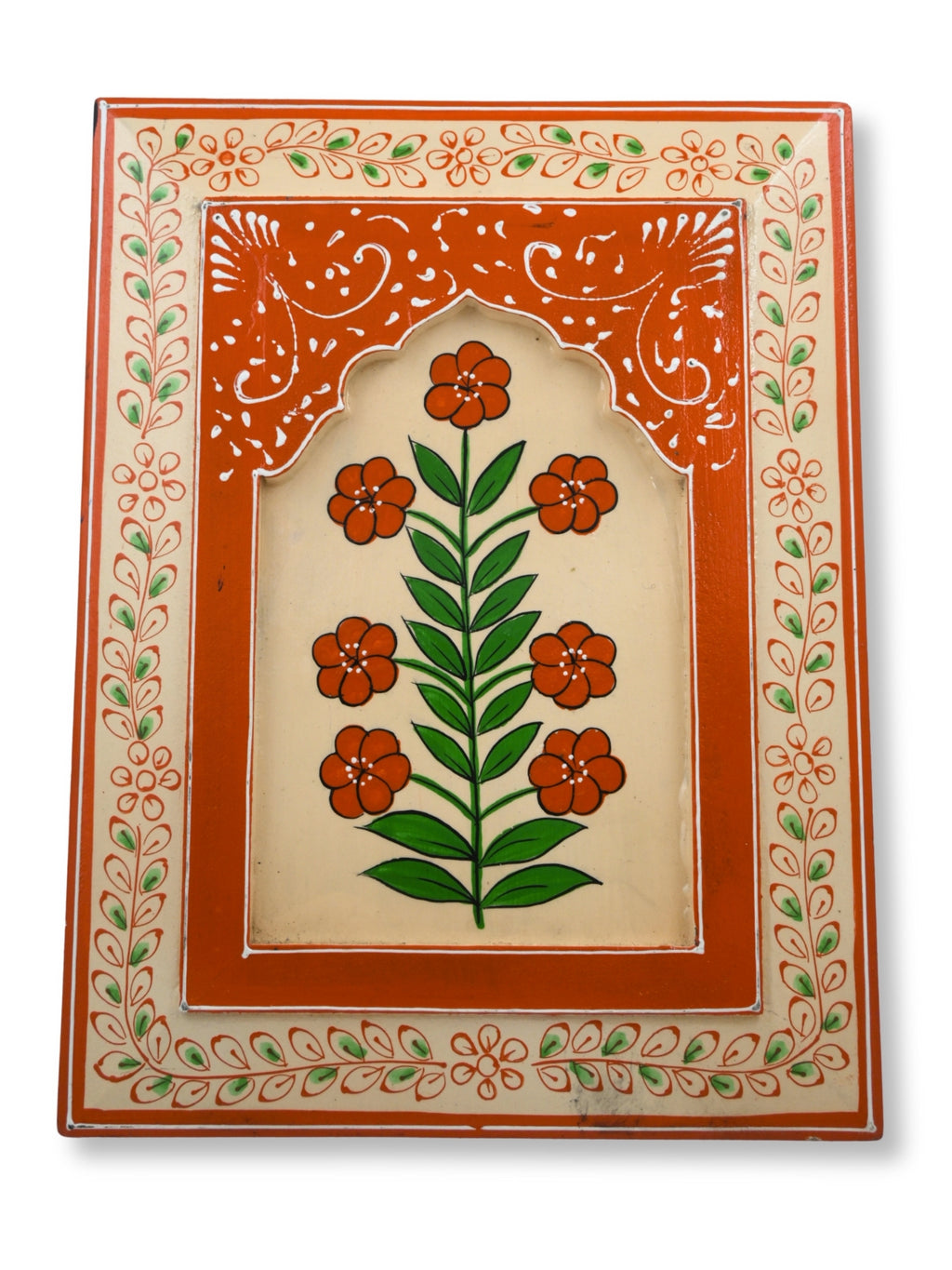 Handmade Wooden Wall Frame with RED Floral Design – 12 Inch