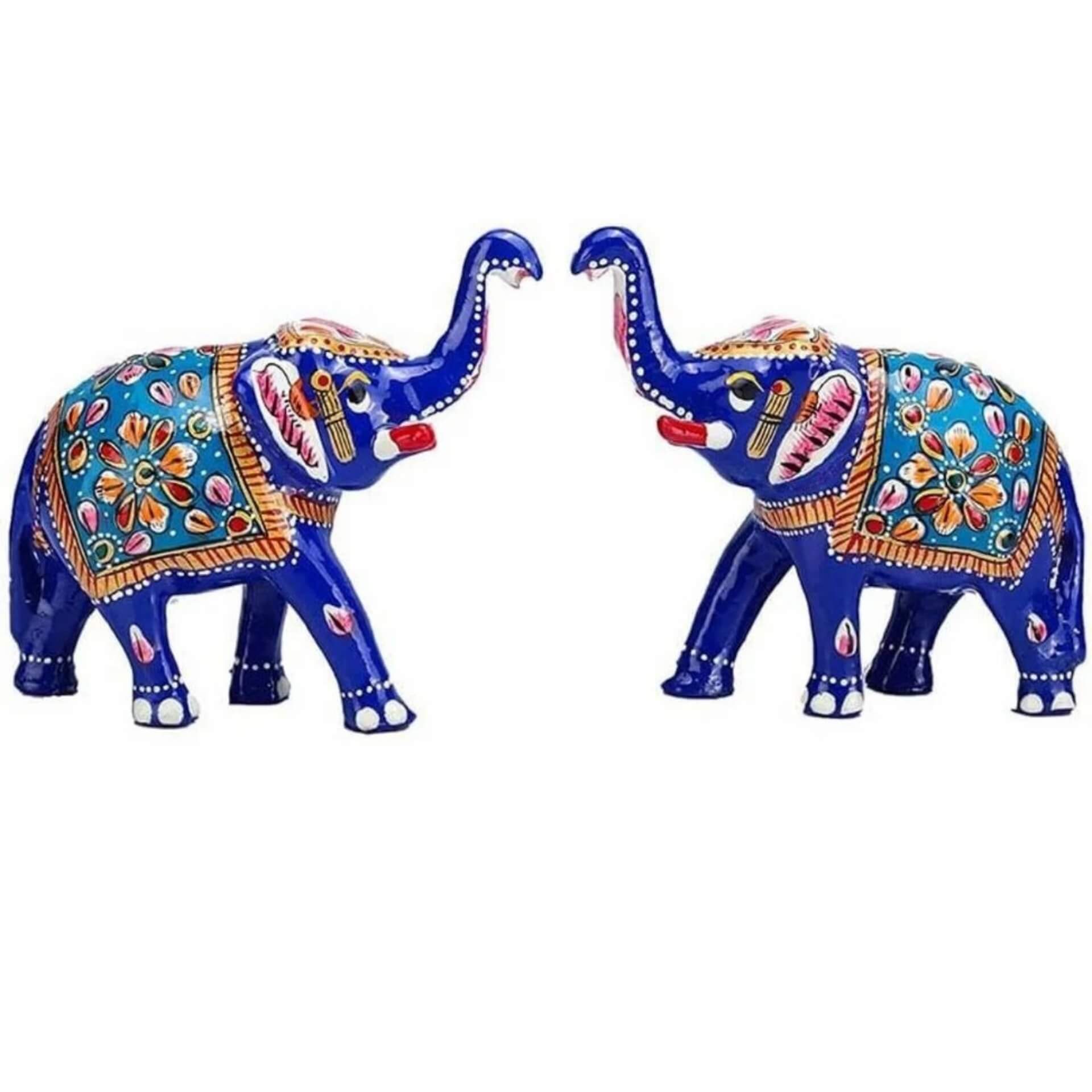 Handcrafted Meenakari Elephant Statue – Trunk Up