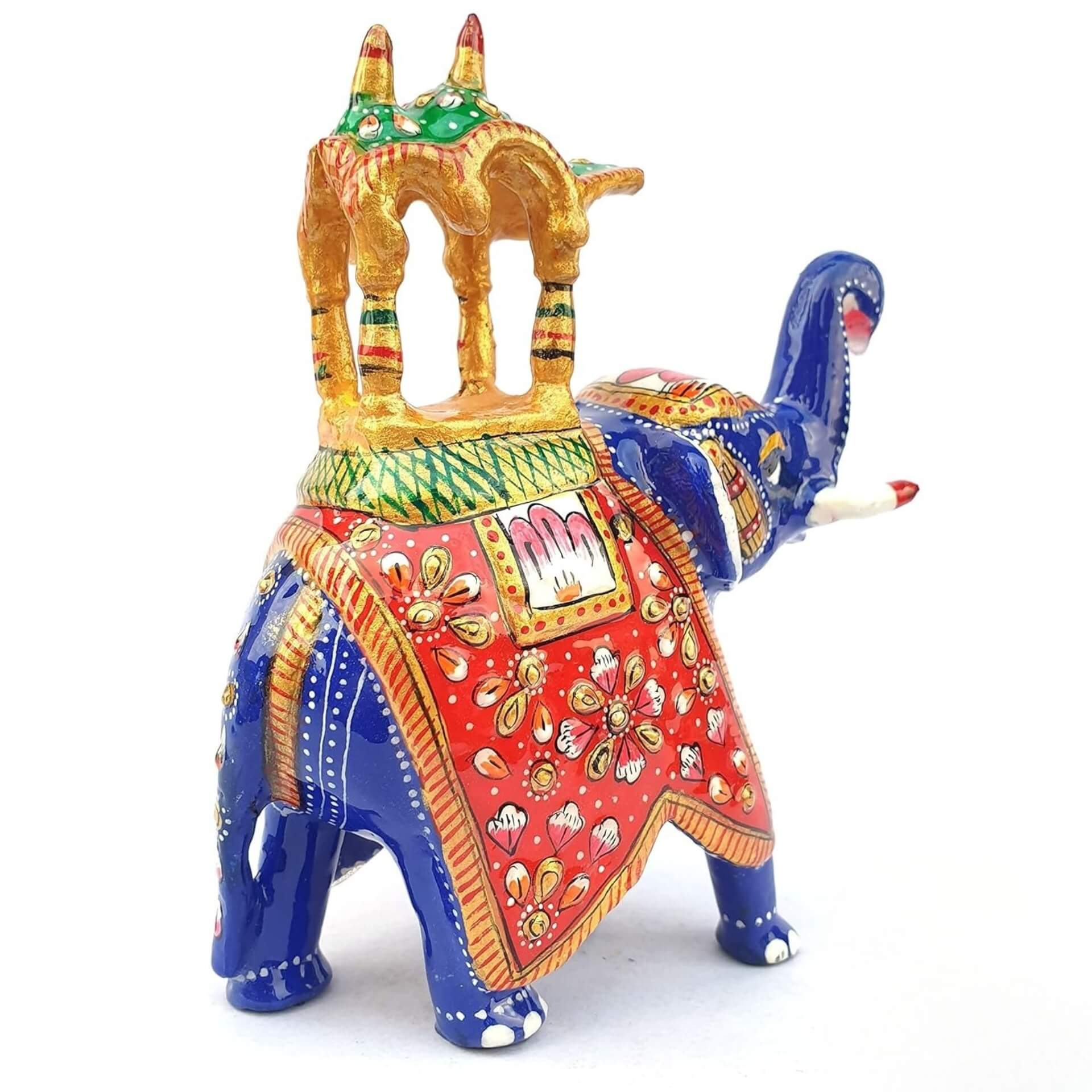 Meenakari Handcrafted Metal Elephant Statue – 6 Inch