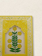 Handmade Wooden Wall Frame with Yellow Floral Design – 12 Inch