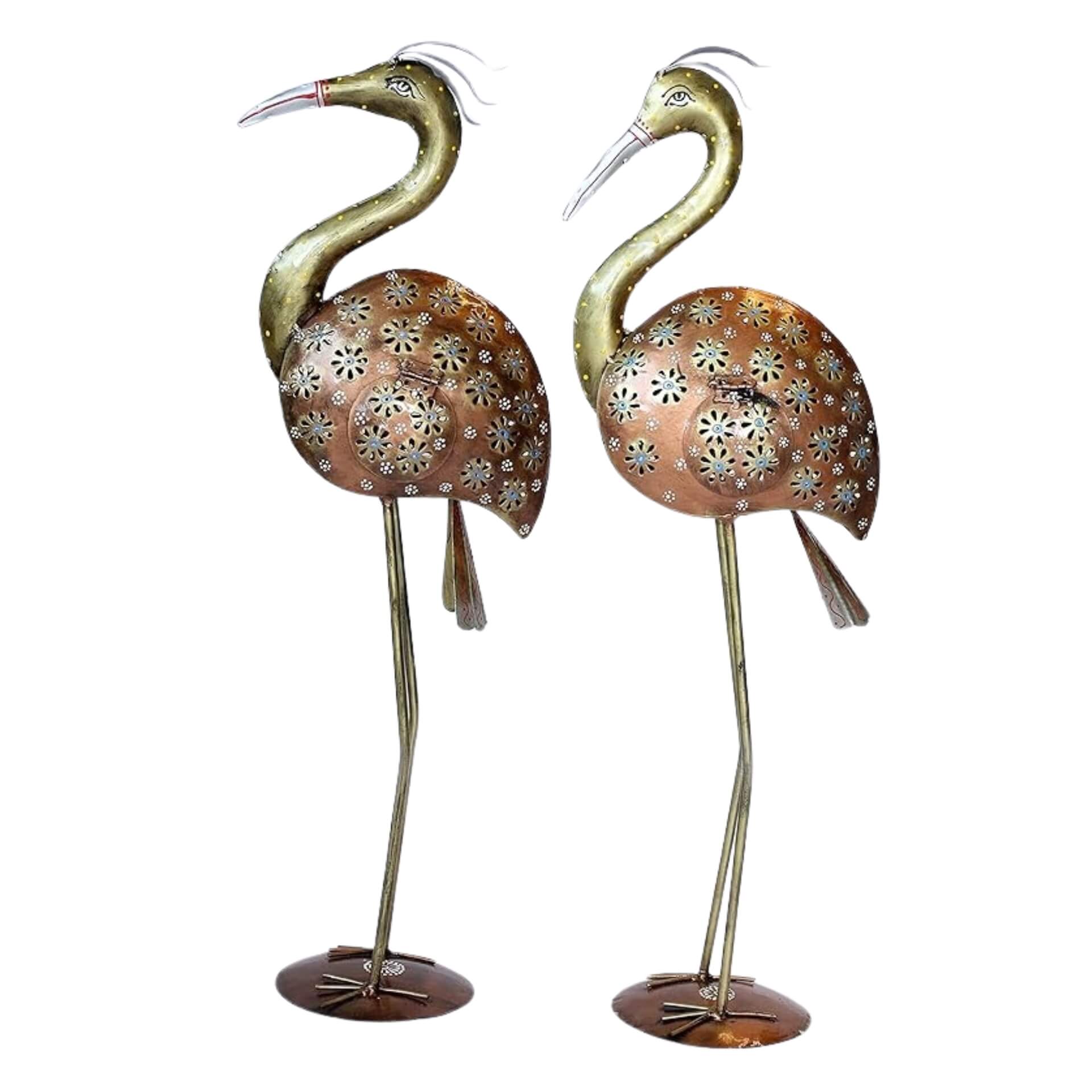 Golden Crane Showpiece Set – Modern Metal Home Decor Figurines