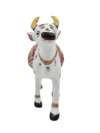 6" Metal Meenakari Cow Figurine – Handcrafted Aluminium Home Decor