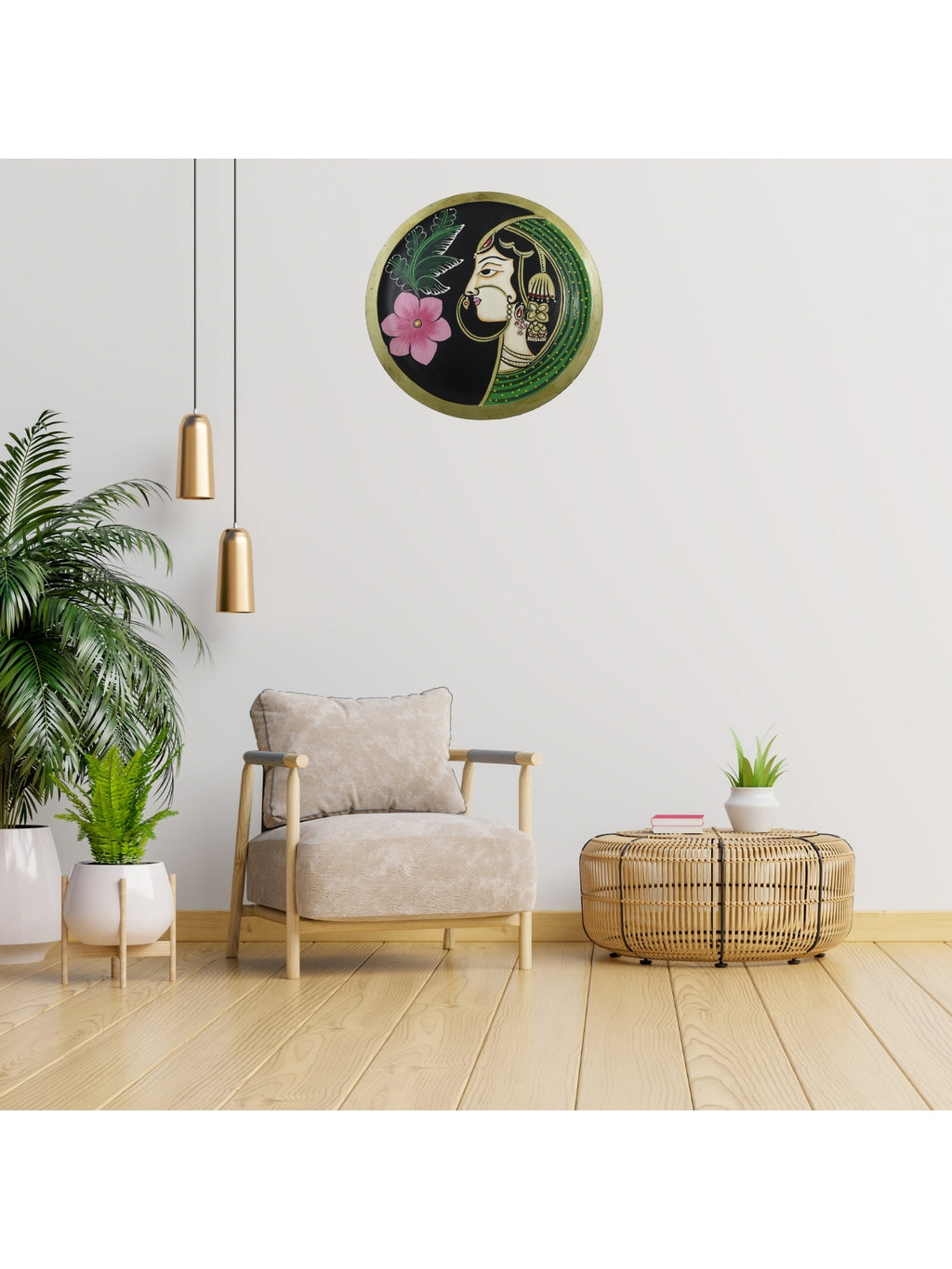 Hand Painted Wooden Wall Decor Plate – 12 Inch Round | Buddha Handicraft