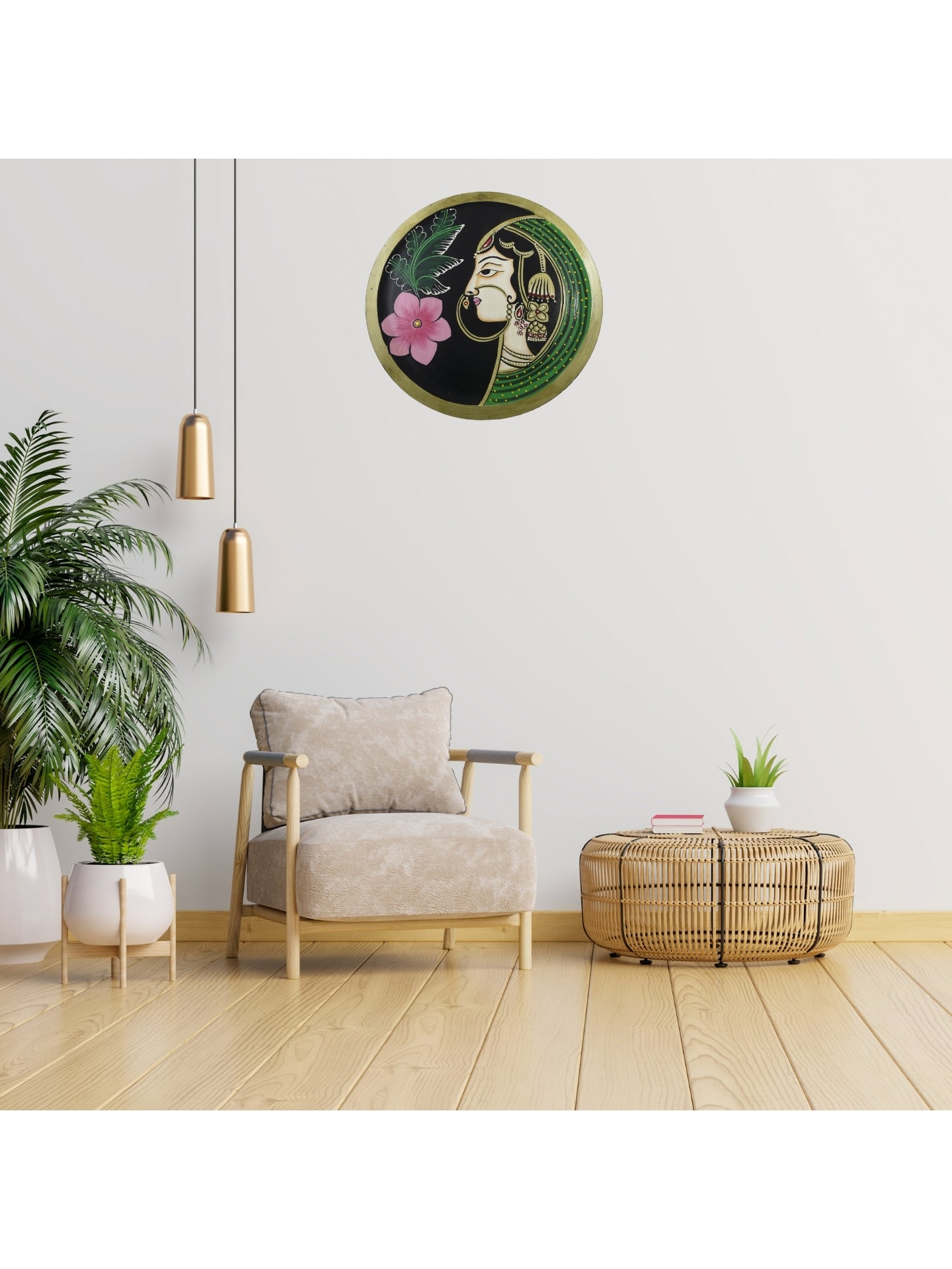 Hand Painted Wooden Wall Decor Plate – 12 Inch Round | Buddha Handicraft