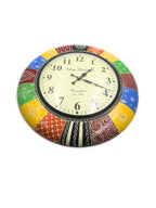 Handcrafted Colourful Wooden Wall Clock with Mandala Design – 18 Inch (Numeric)