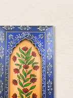 Handmade Wooden Wall Frame with Floral Design – 12 Inch (Blue)