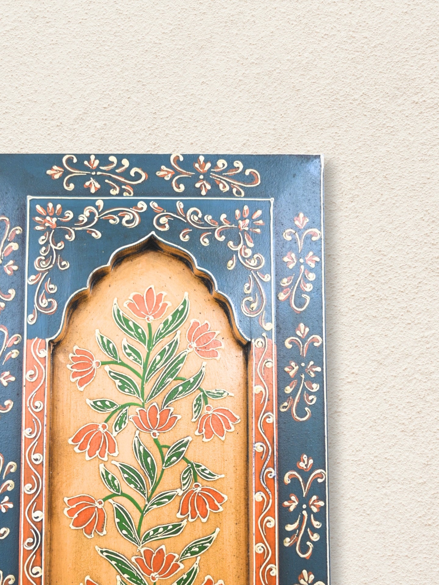 Handmade Wooden Wall Frame with Floral Design – 12 Inch