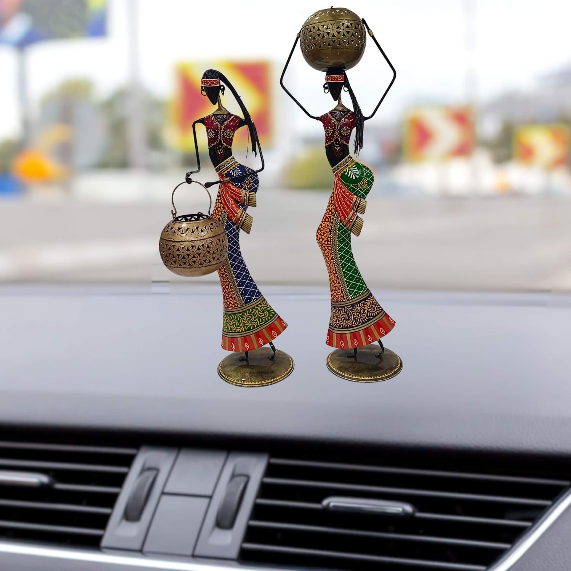 Hand-Painted Lady Figurine Tealight Holder – Set of 2