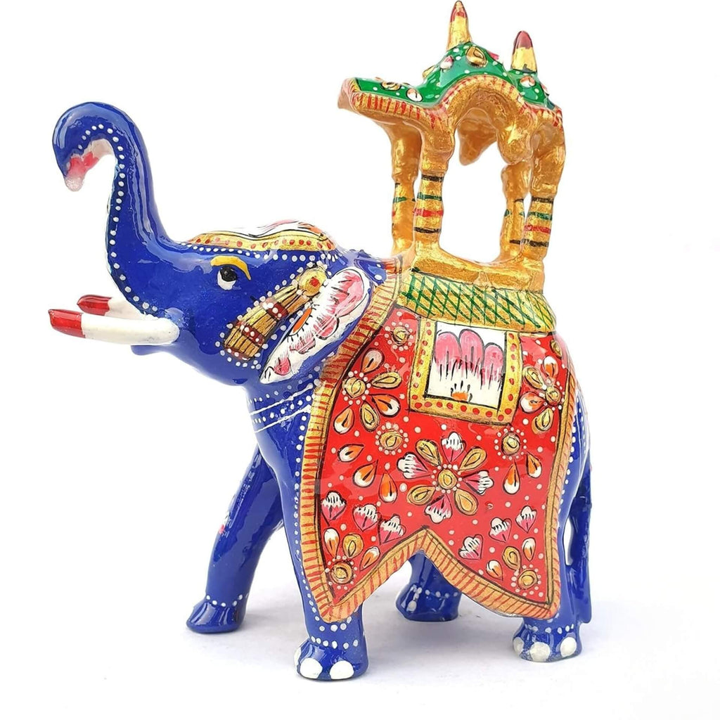 Meenakari Handcrafted Metal Elephant Statue – 6 Inch