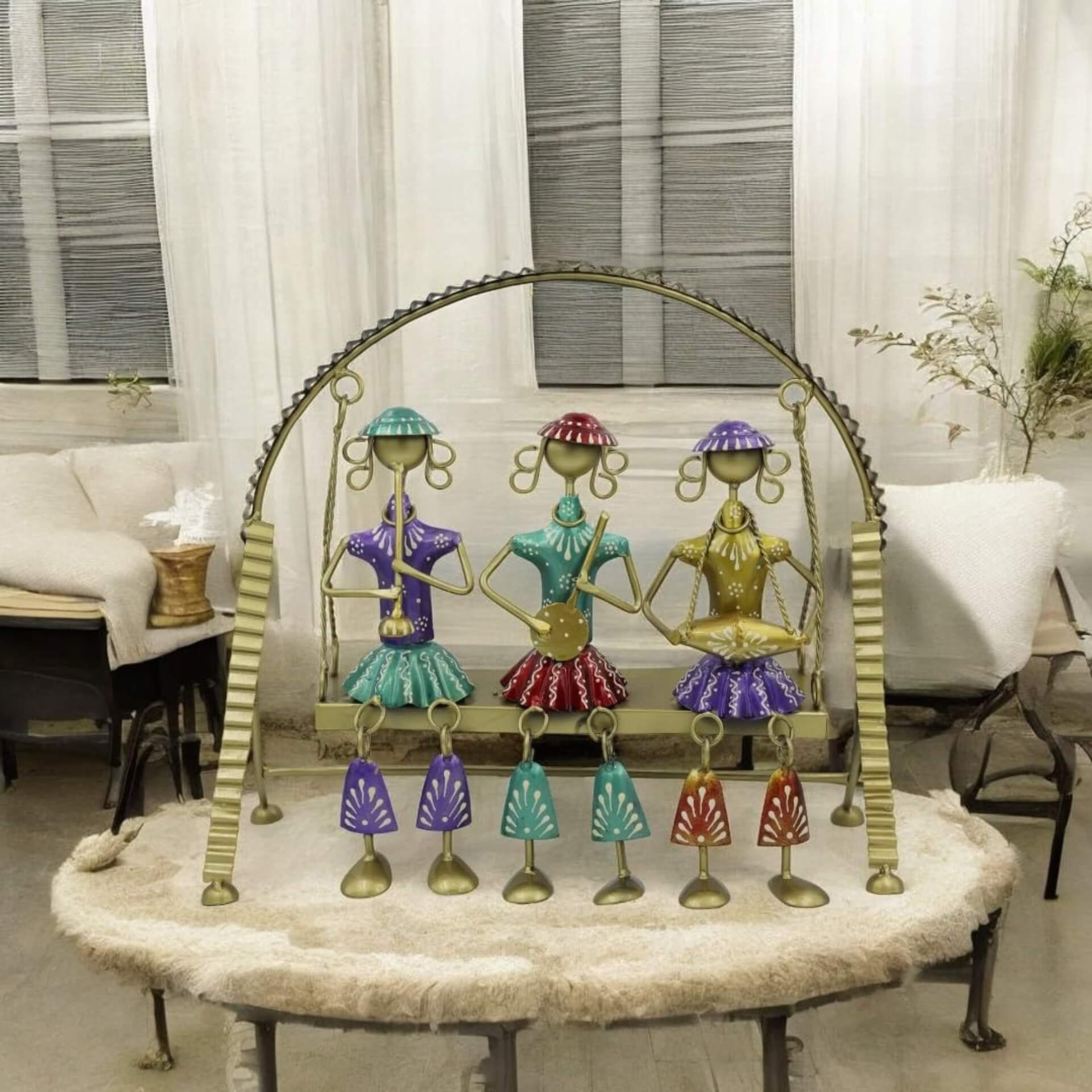 Metal Musician Wall Hanging Showpiece Set of 3 – Multicolor Iron Figurines