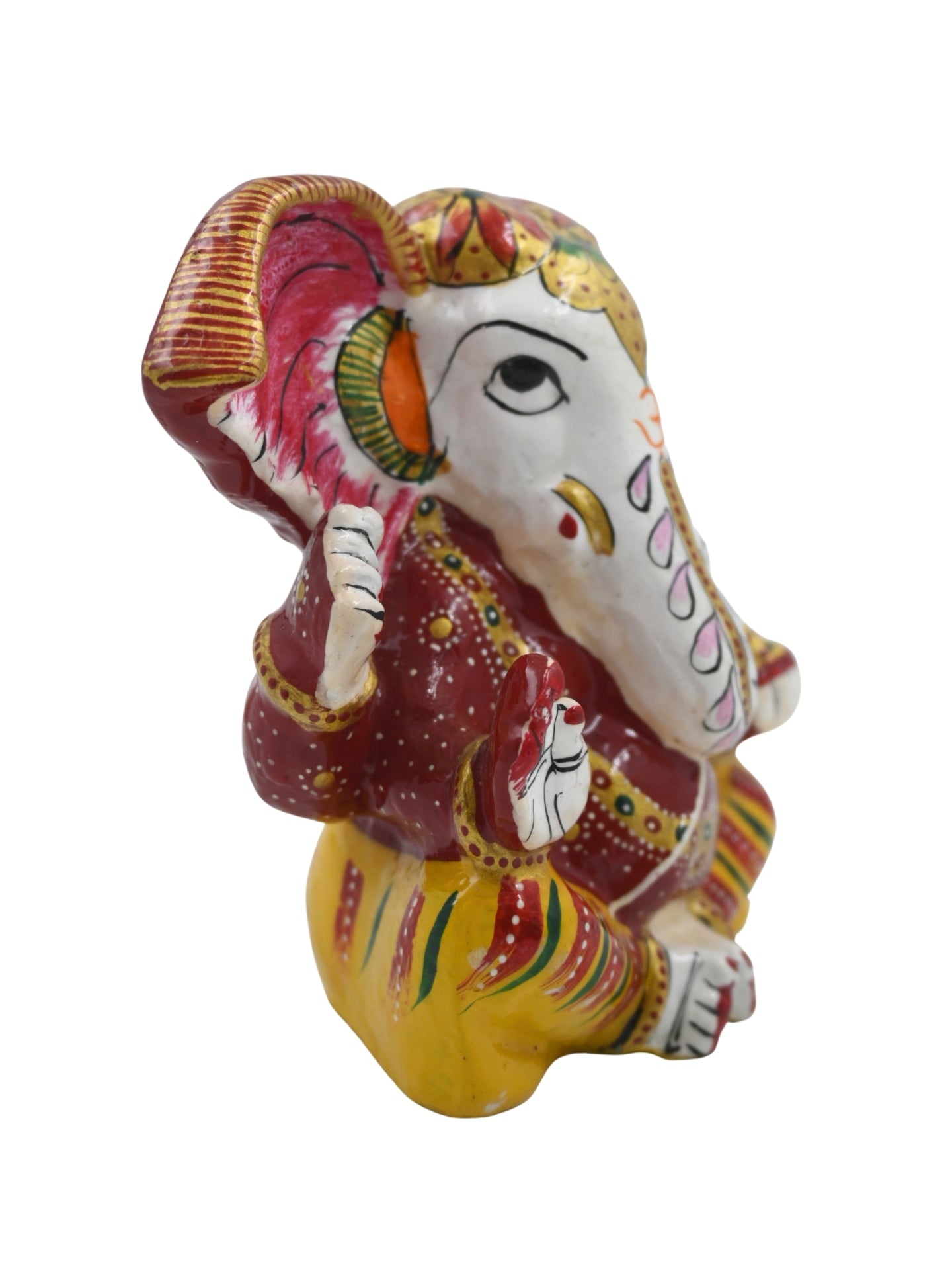 Handpainted Stone Ganpati Idol – Multicolour Lord Ganesha Statue for Home Decor & Spiritual Gifting (16 x 7 x 15.24 cm)