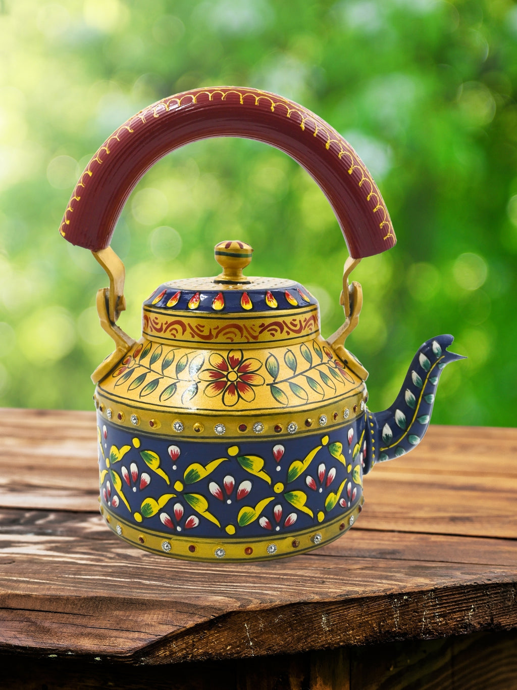 Hand-Painted Decorative Cutting Chai Yellow Kettle – 1000ml