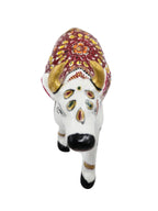 6" Metal Meenakari Cow Figurine – Handcrafted Aluminium Home Decor