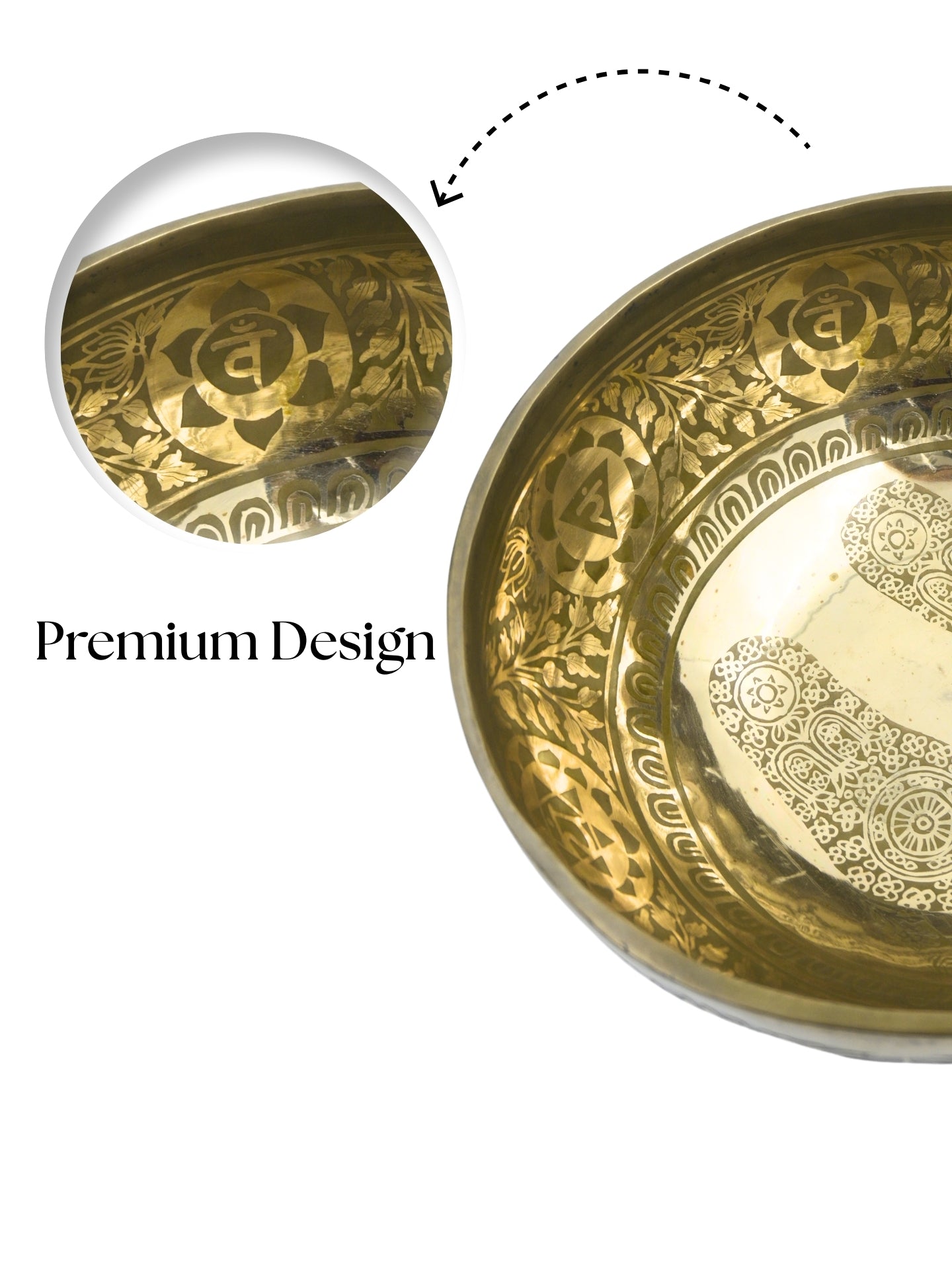 Golden Polished Bronze Handmade Carving Meditation Healing Bowl – 6 Inch