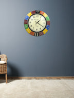 Handcrafted Colourful Wooden Wall Clock with Mandala Design – 18 Inch (Numeric)