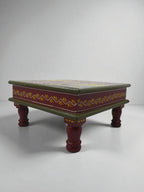Hand-Painted Wooden Bajot / Choki – Multi-Color Decorative Stool (30x30x16 cm)