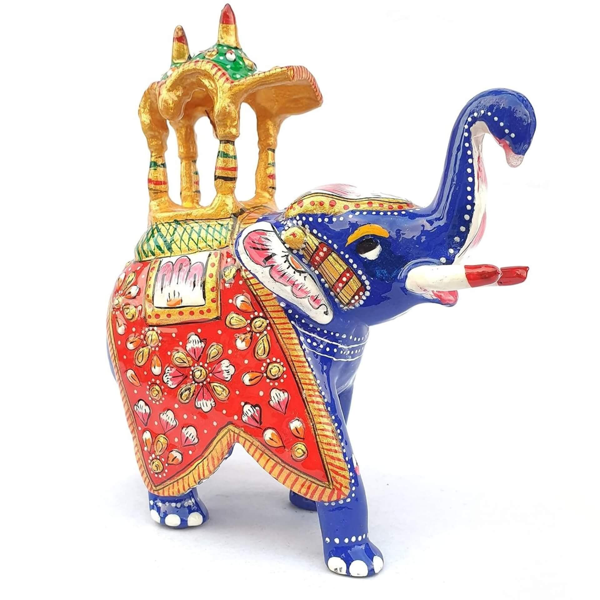 Meenakari Handcrafted Metal Elephant Statue – 6 Inch