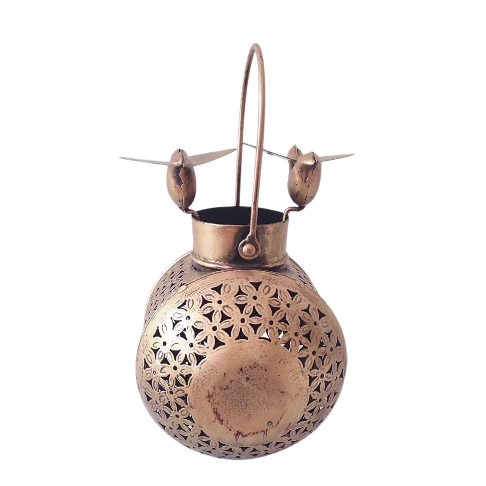 Antique Gold Bird Lantern – Tea Light & Dhuni Holder