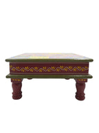 Hand-Painted Wooden Bajot / Choki – Multi-Color Decorative Stool (30x30x16 cm)