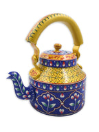 Hand-Painted Decorative Cutting Chai Blue & Yellow Kettle – 1000ml