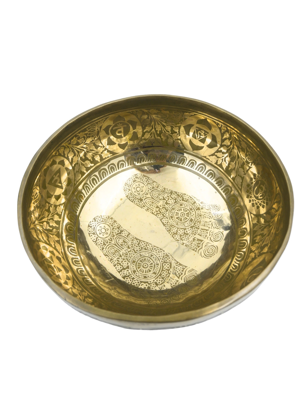 Golden Polished Bronze Handmade Carving Meditation Healing Bowl – 6 Inch