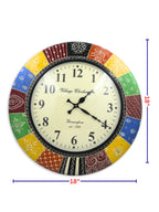 Handcrafted Colourful Wooden Wall Clock with Mandala Design – 18 Inch (Numeric)