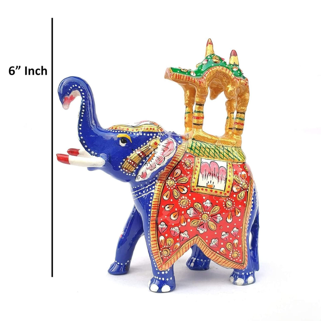 Meenakari Handcrafted Metal Elephant Statue – 6 Inch