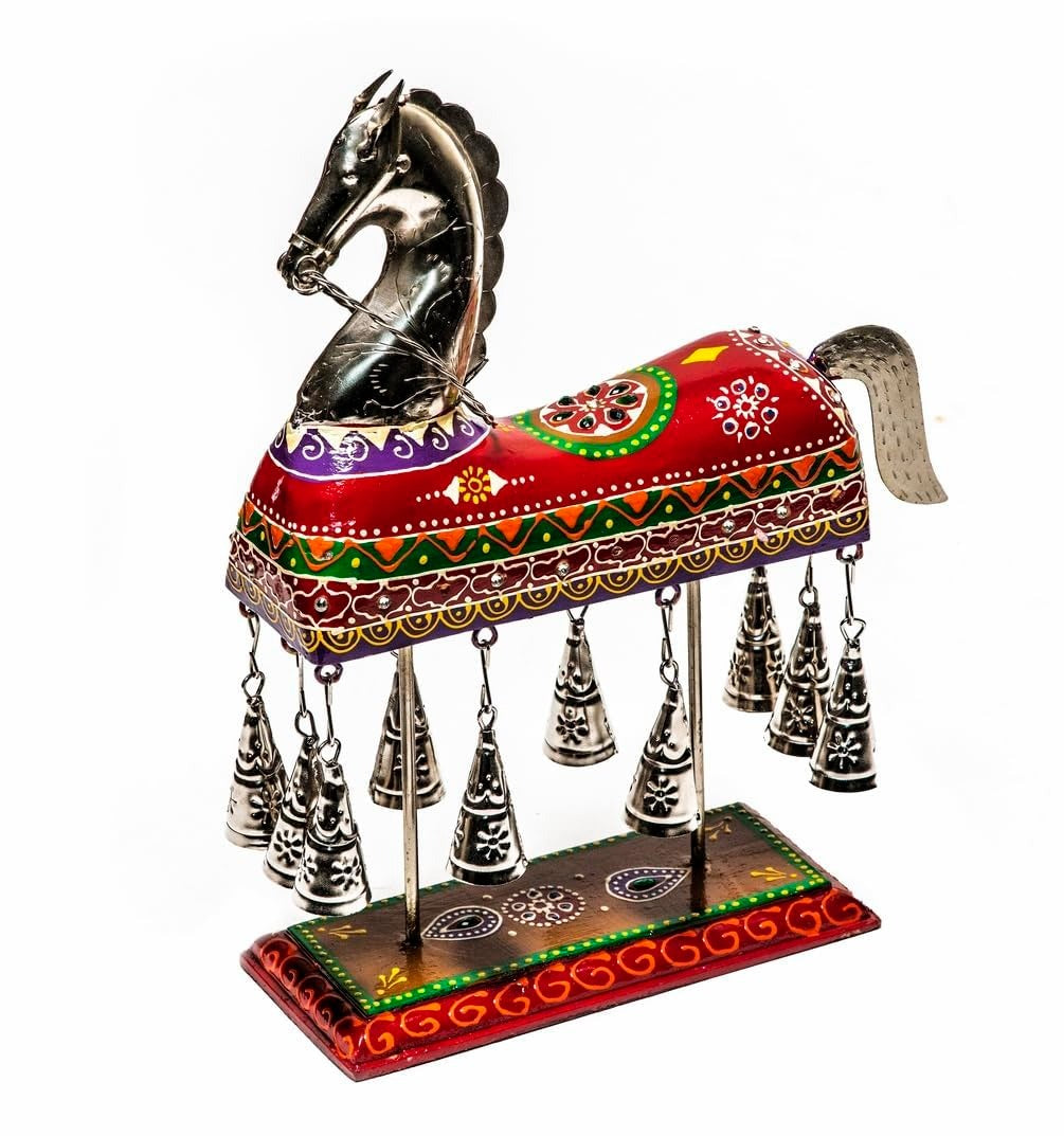 Wooden & Iron Horse Bell Decor – Handcrafted Antique