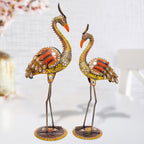 Premium Wrought Iron Crane Showpiece – Set of 2