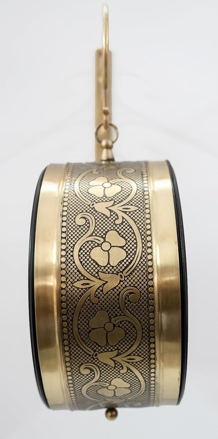 Antique Brass Metal Wall Clock – Vintage Railway Style (Round, 6 Inches)