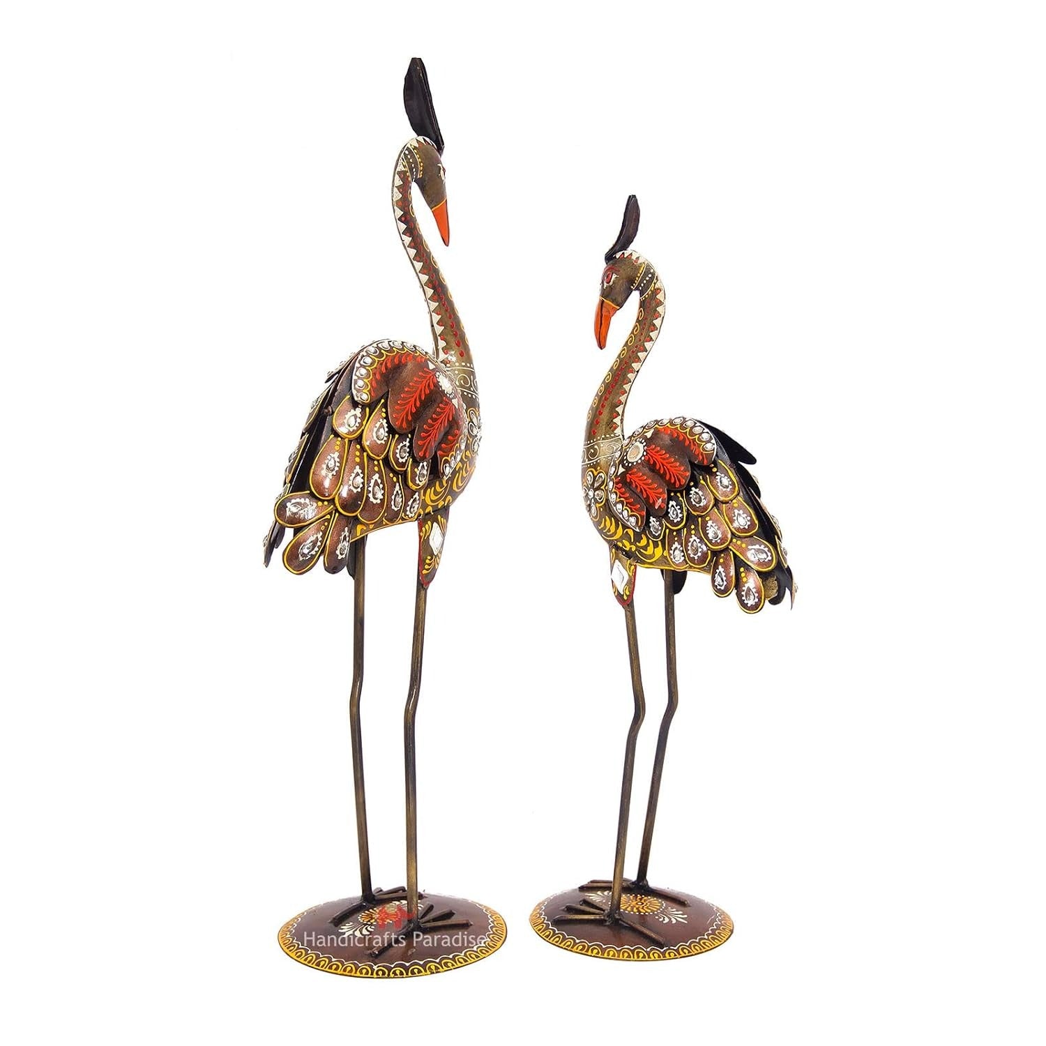 Premium Wrought Iron Crane Showpiece – Set of 2
