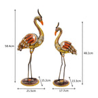 Premium Wrought Iron Crane Showpiece – Set of 2