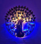 Antique Metal Radha Krishna Cow with LED Light Wall Art Frame